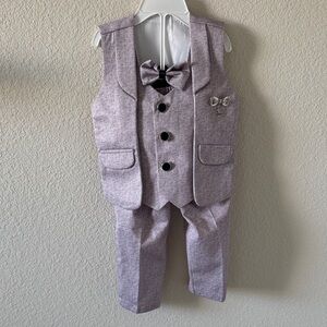 Stylish Gray Toddler Suit with Bow Tie